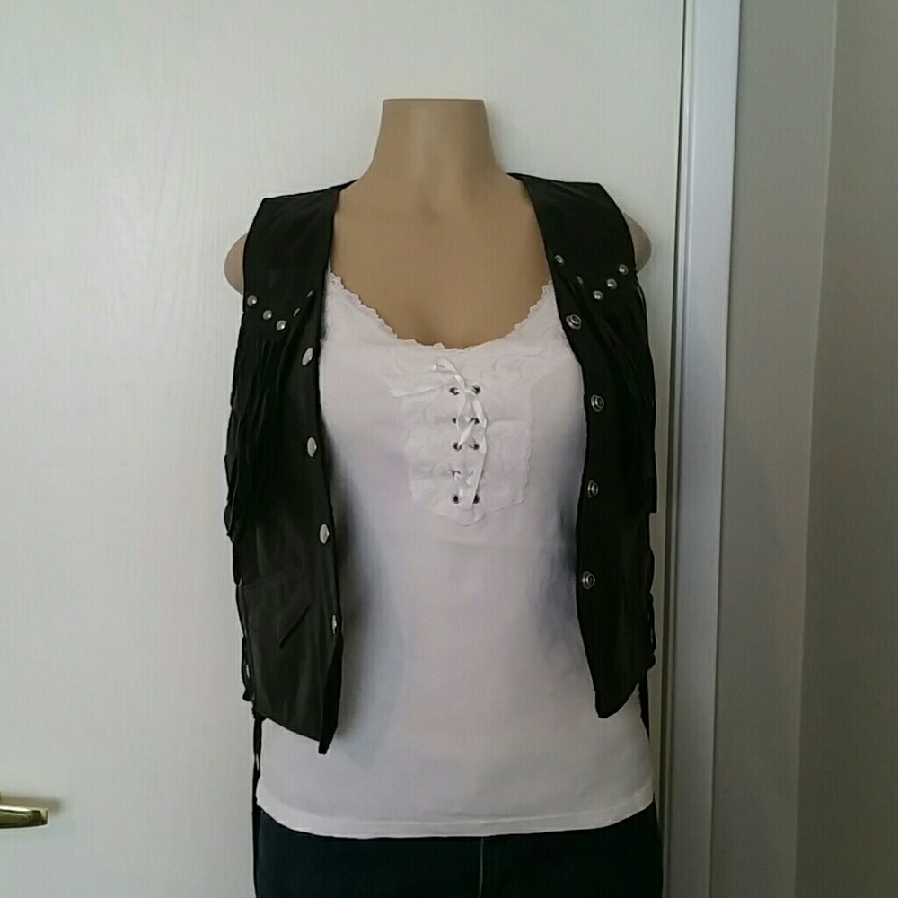 Leather biker vest